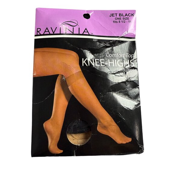 Ravinia Women’s Hosiery 2 Knee-Highs Black, Suntan 1 Pantyhose Suntan Queen Plus - Picture 4 of 7
